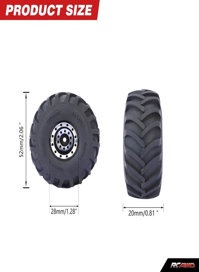 RCAWD SCX24 Monster Truck Wheels and Tires Set Big Alloy Beadlock Rim for Axial 1/24 SCX24 & AX24 Series 70MM*32MM Black - Image 5